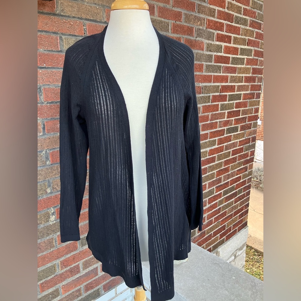 Eileen Fisher Open Weave Black Cardigan Size M